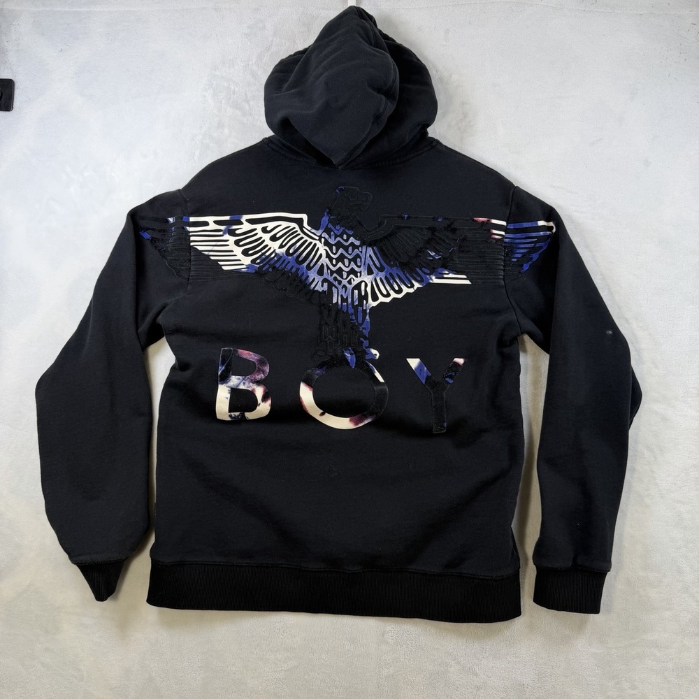 Boy London Black Sequin Eagle Logo Hoodie Mens Large Streetwear
